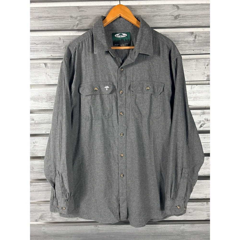 Arborwear Shirt Mens XL Gray Flannel Long Sleeve Button Down Work Cotton